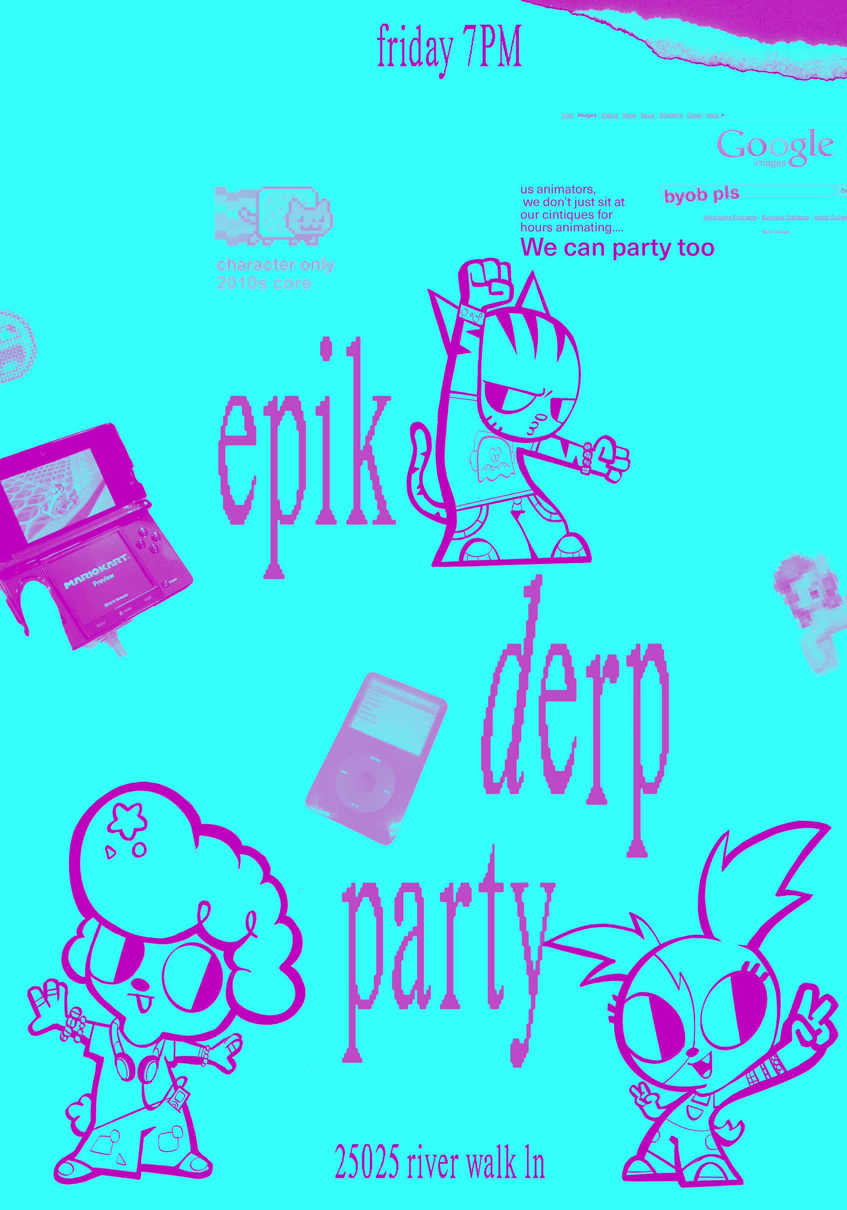 blue and pink graphic